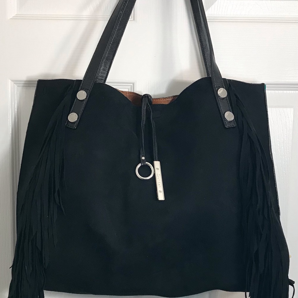 Calvin Klein Fringed Black Suede Tote (used)